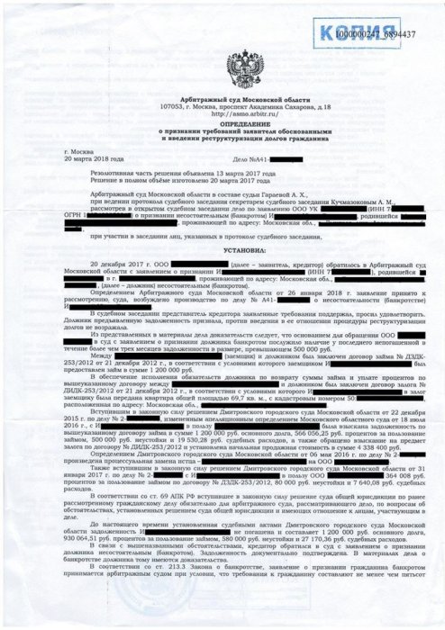 Картинка Физическое лицо признано банкротом, назначен финансовый управляющий